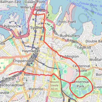 Centennial Park - Sydney trail, distance, elevation, map, profile, GPS track