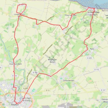 Bayeux East short loop trail, distance, elevation, map, profile, GPS track