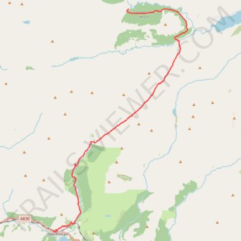 Hike from Glenfinnan to A Chùil trail, distance, elevation, map, profile, GPS track