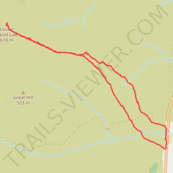 Hillwalk Louise Wood Law trail, distance, elevation, map, profile, GPS track
