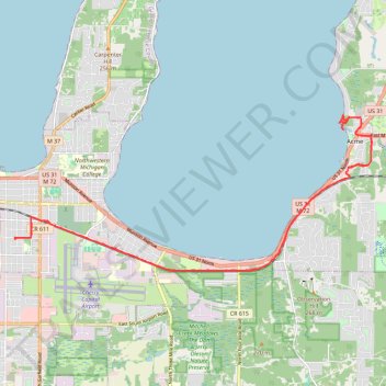 Ride to Deepwater Point Park via Traverse Area Recreational Trail trail, distance, elevation, map, profile, GPS track