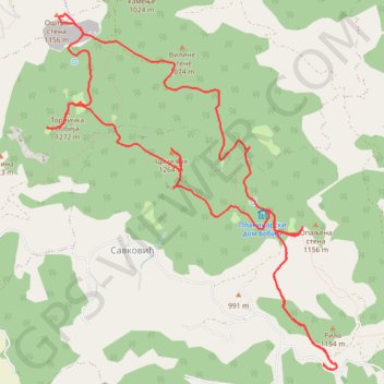 BOBIJA: Opaljena Stena (1.156) - Oštra Stena (1.158) - Crni ... trail, distance, elevation, map, profile, GPS track