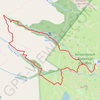 Skeleton Gorge - Nursery Ravine trail, distance, elevation, map, profile, GPS track